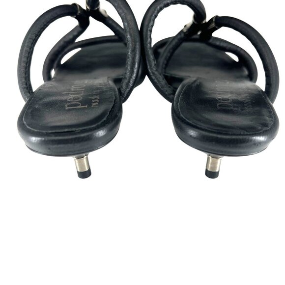 Pedro Garcia Black Leather Open Toe Heeled Sandals Size 6 small Womens - Picture 4 of 8